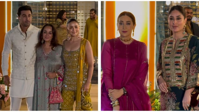 Alia Bhatt, Ranbir Kapoor joined Kareena Kapoor and Karisma Kapoor to dance at the ceremony.
