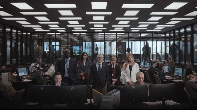 McKinley Belcher III, from left, Mozhan Navabi, Robert De Niro, Jesse Plemons and Connie Britton star in “Zero Day.”