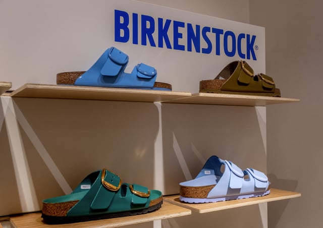 FILE -Birkenstock sandals are pictured in Birkenstock store in Frankfurt, Germany, Oct. 4, 2023. (AP Photo/Michael Probst, File)