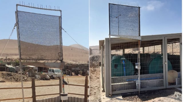 Standard fog collectors (SFC) at high SR (left) and low SR (right).