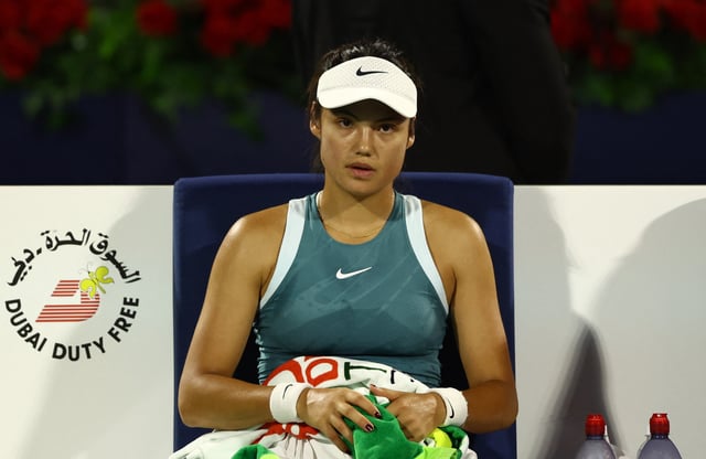 Tennis - Dubai Championships - Dubai Tennis Stadium, Dubai, United Arab Emirates - February 16, 2025 Britain's Emma Raducanu during her round of 64 match against Greece's Maria Sakkari REUTERS/Amr Alfiky/File Photo