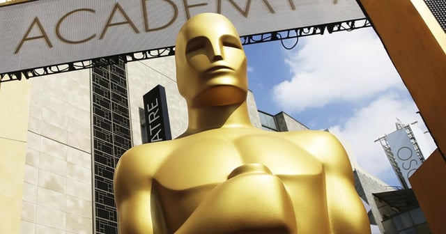 An Oscars statue at the Dolby Theatre in Los Angeles.