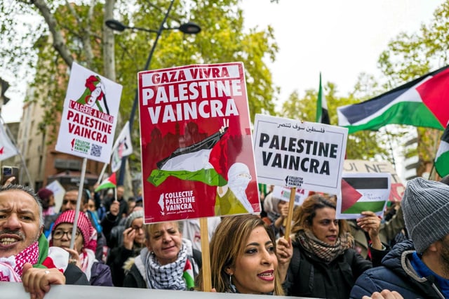 Un rassemblement de soutien à la Palestine à Toulouse, le 11 novembre 2023. 
