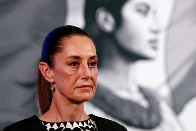 Mexico's President Claudia Sheinbaum attends a press conference at the National Palace, in Mexico City, Mexico January 21, 2025. REUTERS/Henry Romero