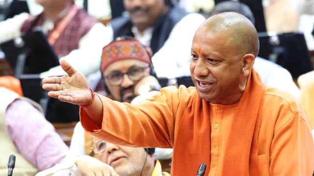 Paying tribute to Bhim Rao Ambedkar, Yogi Adityanath said, “The state government is constructing an Ambedkar memorial and culture center in Lucknow (Deepak Gupta/HT)