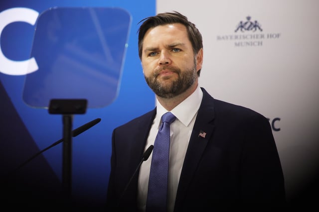 US vice president JD Vance speaks during the 61st Munich Security Conference on February 14, 2025 in Munich, Germany.
