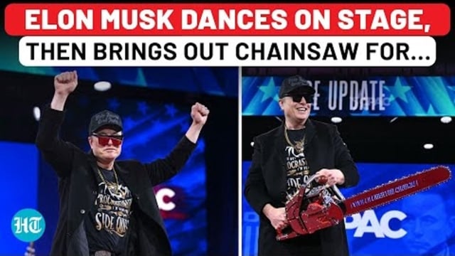 ELON MUSK DANCES ON STAGE, THEN BRINGS OUT CHAINSAW FOR...