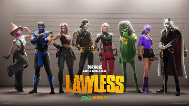 A lineup of Fortnite Skins for Fortnite Chapter 6 Season 2: Lawless, with skins based on Mortal Kombat and more.