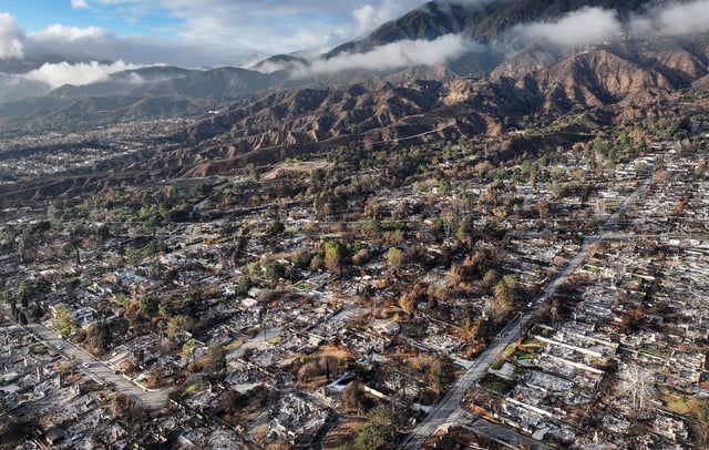 Homes in Altadena, California, that burned in the Eaton Fire, seen on February 5.