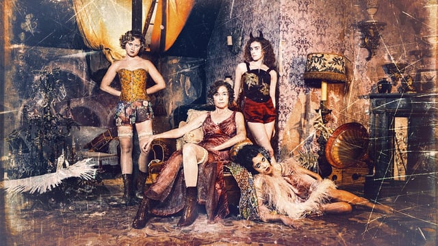 The cast of BBC One's Dope Girls wearing 1920s lingerie