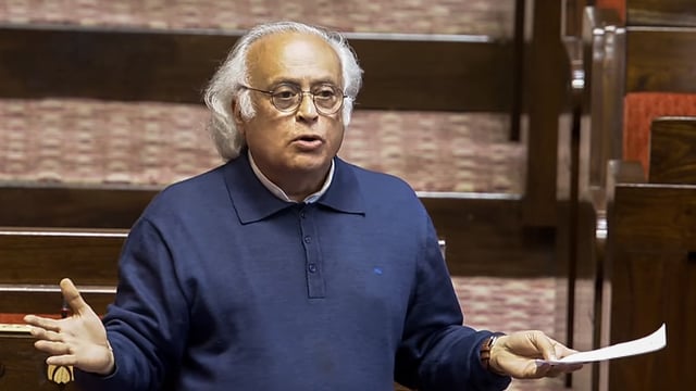 Congress MP Jairam Ramesh speaks in the Rajya Sabha during the Budget Session, in New Delhi.