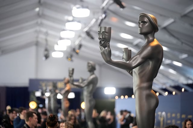 The Actor statue on display at the 30th annual Screen Actors Guild Awards on Saturday, Feb. 24, 2024, at the Shrine Auditorium in Los Angeles.