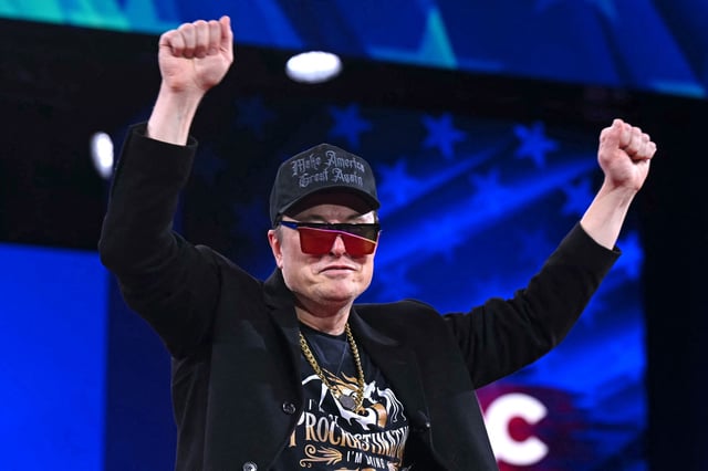 Elon Musk walks on stage during the annual Conservative Political Action Conference (CPAC) at the Gaylord National Resort &amp; Convention Center at National Harbor in Oxon Hill, Maryland, on February 20, 2025.