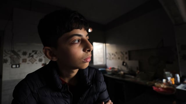 Abdullah Al-Yazouri, 14, introduces the documentary