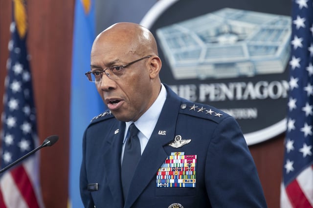 Chairman of the Joint Chiefs of Staff Gen. CQ Brown speaks at the Pentagon in 2024.