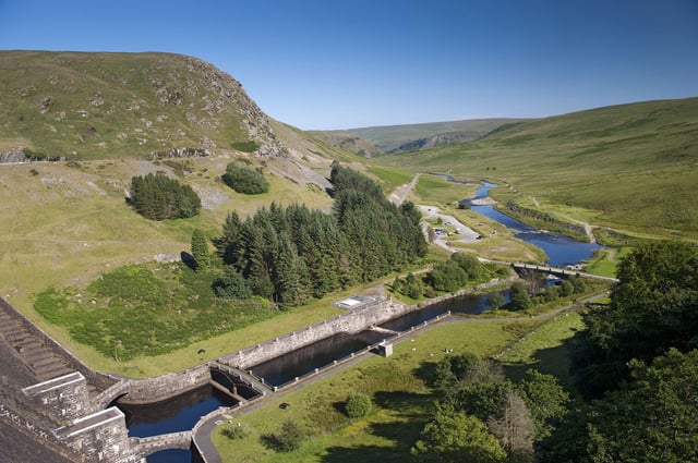 The Claerwen Reservoir is deep in the Welsh countryside.