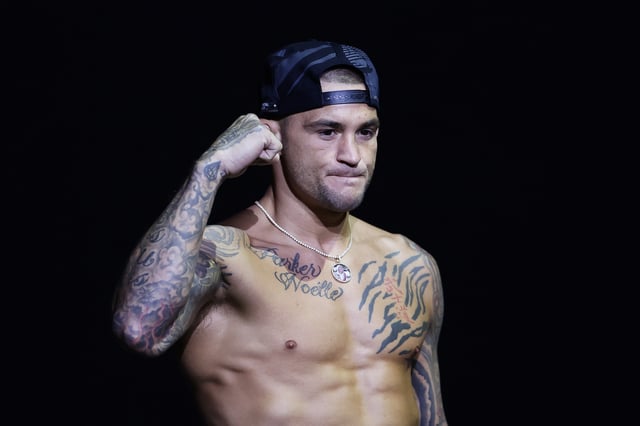 Dustin Poirier is introduced during the UFC 302 Ceremonial Weigh-in at Prudential Center on May 31, 2024 in Newark, New Jersey.