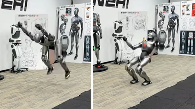 The PM01 stands 1.38 meters tall and weighs 88 lbs, significantly shorter than EngineAI's full-sized SE01.