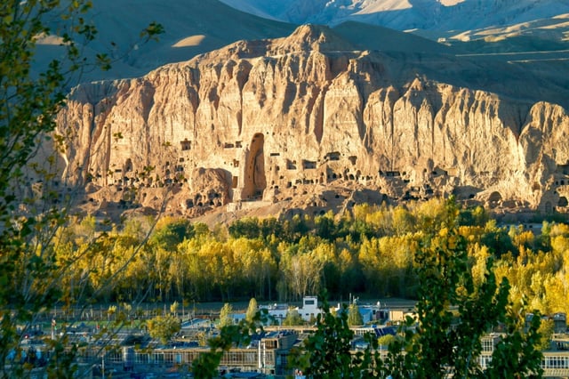 A view shows the site of "Buddhas of Bamiyan" statues which were destroyed by the Taliban in 2001, in Bamiyan on November 7, 2024