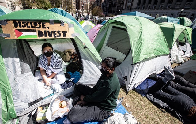 Hundreds of Columbia University students protesting Israel over the war in Gaza remain in a tent encampment on the university campus in Manhattan July 22, 2024. The students occupied a portion of the campus last week amid protests over the war in Gaza.