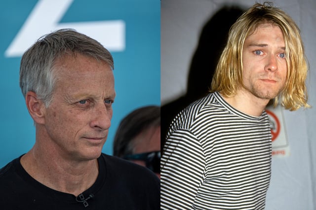 Tony Hawk looks on during Men&#39;s Park Finals on day twelve of the Olympic Games Paris 2024 at Place de la Concorde on August 7, 2024 in Paris, France. Kurt Cobain attending the 1993 MTV Video Music Awards at Universal City, CA 09/02/93.