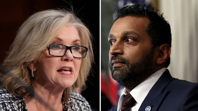 Sen. Marsha Blackburn urges Kash Patel to release ‘unredacted records’ in Epstein case (AP Photo/Ben Curtis, REUTERS/Leah Millis)
