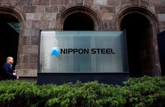Nippon Steel logo is displayed at the company's headquarters in Tokyo, Japan, April 1, 2024. REUTERS/Issei Kato/File Photo