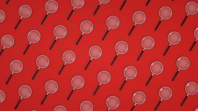 3D rendering of magnifying glass. Abstract background.
