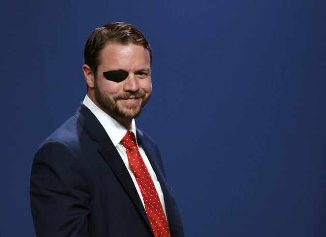 Rep. Dan Crenshaw (R-TX) pictured at a Republican event on April 6, 2019, in Las Vegas, Nevada.