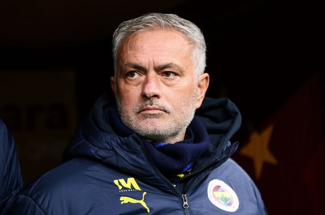 ISTANBUL, TURKEY - FEBRUARY 23: Head coach Jose Mourinho of Fenerbahce looks on during the Turkish Super League match between Galatasaray and Fenerbahce at Rams Park Stadium on February 23, 2025 in Istanbul, Turkey. (Photo by Ahmad Mora/Getty Images)