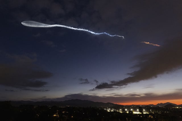 A SpaceX Falcon 9 rocket carrying a payload of 23 Starlink internet satellites soars into space after  launching from Vandenberg Space Force Base earlier this month.
