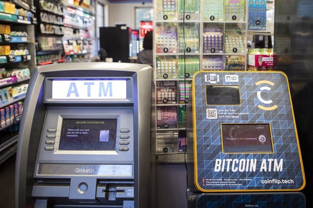 A Bitcoin ATM inside a gas station on Hilton Head Island, S.C.