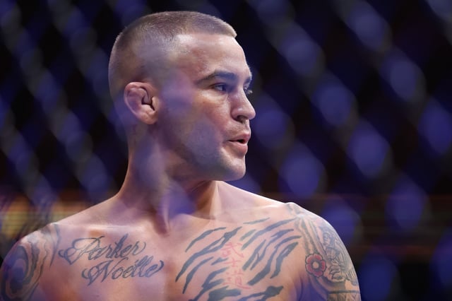 Dustin Poirier is introduced before in his lightweight bout against Islam Makhachev of Russia during UFC 302 at Prudential Center on June 01, 2024 in Newark, New Jersey.