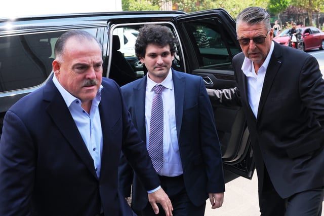 Sam Bankman-Fried (center) posted on X for the first time in two years on Monday.
