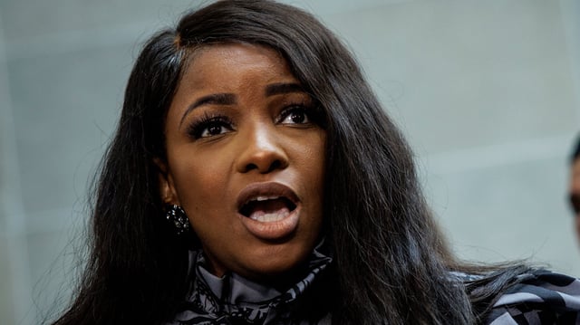 Rep. Jasmine Crockett (D-TX) speaks during a press conference with other Democratic members of the House Committee on Oversight and Accountability, and House Judiciary Committee on February 28, 2024 in Washington, DC.