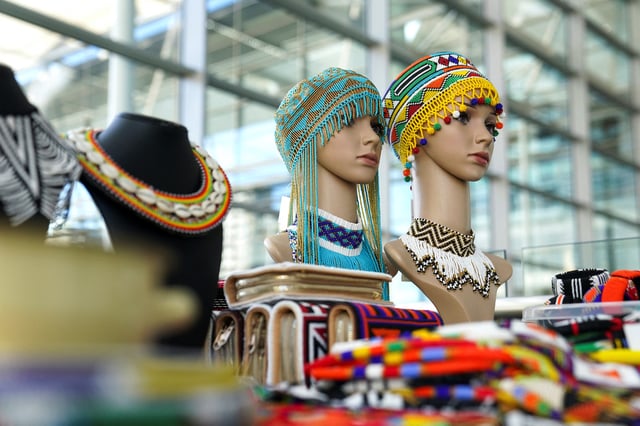 Goods for sale are displayed at an African market inside the Cape Town International Convention Centre during the G20 Finance Ministers meeting in Cape Town, South Africa February 25, 2025. REUTERS/Nic Bothma