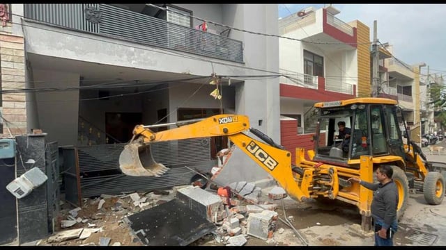 In a first-of-its-kind action, Punjab Police demolished illegally built houses of a drug smuggler at Talwandi village near Ladhowal and in Bhai Himmat Singh Nagar of Dugri in Ludhiana district on Monday, officials familiar with the matter said.