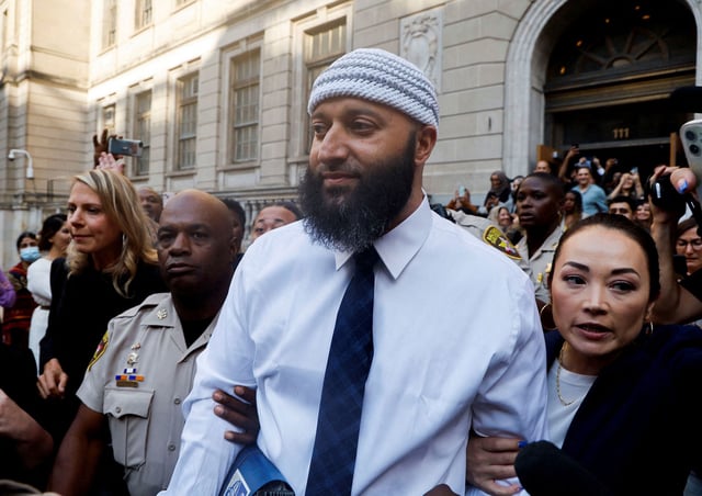 Adnan Syed departs the Baltimore City Circuit Courthouse in Baltimore, Maryland after a judge overturned his 2000 murder conviction and ordered a new trial, on September 19, 2022.