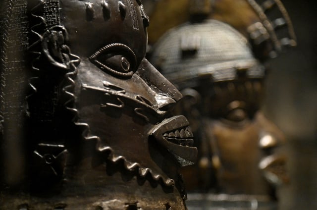 Examples of Benin bronzes which, together with collections such as the Parthenon sculptures, are the subject of talks of their return to countries of origin, are displayed at the British Museum in London, Britain, January 25, 2023. REUTERS/Toby Melville/File Photo