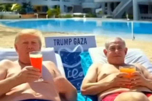 Le président américain a partagé ce mercredi 26 février, une vidéo provocatrice, créée par intelligence artificielle. Les images montrent une enclave palestinienne telle que la conçoit Trump, avec hôtels de luxe et statues en or à son effigie.
