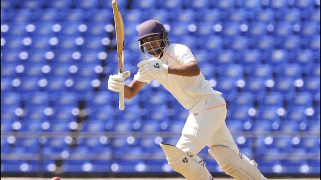 Nagpur: Vidarbha's Danish Malewar plays a shot on the first day of the Ranji Trophy final cricket match between Vidarbha and Kerala, at Vidarbha Cricket Association (VCA) Stadium, in Nagpur, Wednesday, Feb. 26, 2025. (PTI Photo) (PTI02_26_2025_000329A) (PTI)