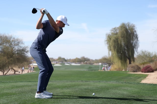 Jordan Spieth of the United States plays his shot from the third tee during the second round of the WM Phoenix Open 2025 at TPC Scottsdale on February 07, 2025 in Scottsdale, Arizona.