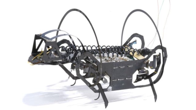 The Harvard Ambulatory Microrobot modified with its springtail-inspired jumping mechanism.