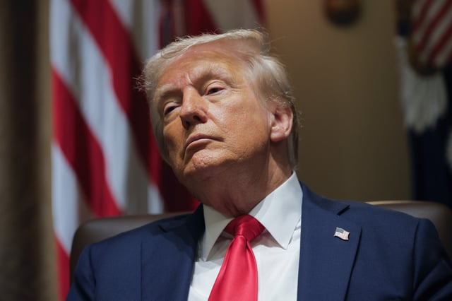 President Donald Trump at a Cabinet meeting at the White House in Washington, D.C., on February 26, 2025.