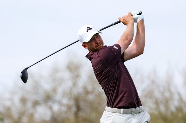 Feb 9, 2025; Scottsdale, Arizona, USA; Daniel Berger of the United States hits his ball off of the tee at hole 9 during the final round of the WM Phoenix Open golf tournament. Mandatory Credit: Aryanna Frank-Imagn Images/File Photo