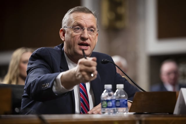 Doug Collins, President Trump&#39;s nominee to be secretary of Veterans Affairs, testifies during his confirmation hearing before the Senate Veterans&#39; Affairs Committee on Capitol Hill Jan. 21, 2025.