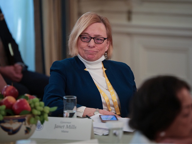 WASHINGTON, DC - FEBRUARY 21: Gov. Janet Mills (D-ME) reacts after challenging U.S. President Donald Trump over federal law on the issue of trans women in sports as Trump addressed a meeting of governors at the White House on February 21, 2025 in Washington, DC. President Trump is hosting a bipartisan group of Governors for a working session at the White House as part The National Governors Association winter meetings. (Photo by Win McNamee/Getty Images)
