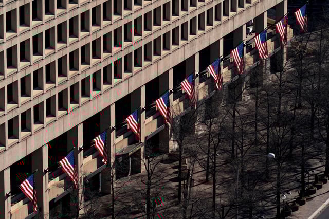The J. Edgar Hoover Federal Bureau of Investigation (FBI) building in Washington, DC, on February 24.