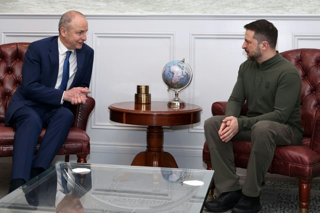 Martin met Zelensky as the Ukrainian leader stopped over in Shannon airport on his way to Washington