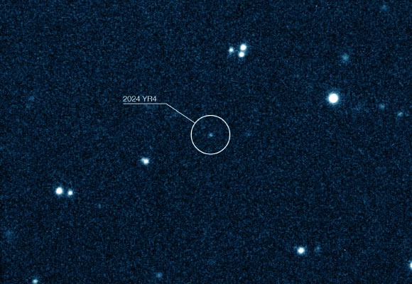 This VLT image shows the near-Earth asteroid 2024 YR4. Image credit: ESO / O. Hainaut.